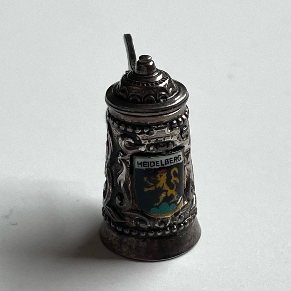 Vintage antique stamped 800 silver Heidelberg souvenir tankard pendant charm - Picture 5 of 8